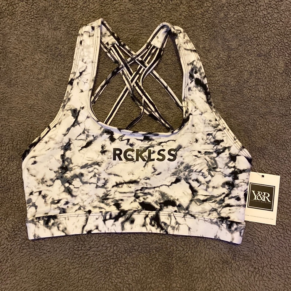 White Marble Tie Dye Sports Bra